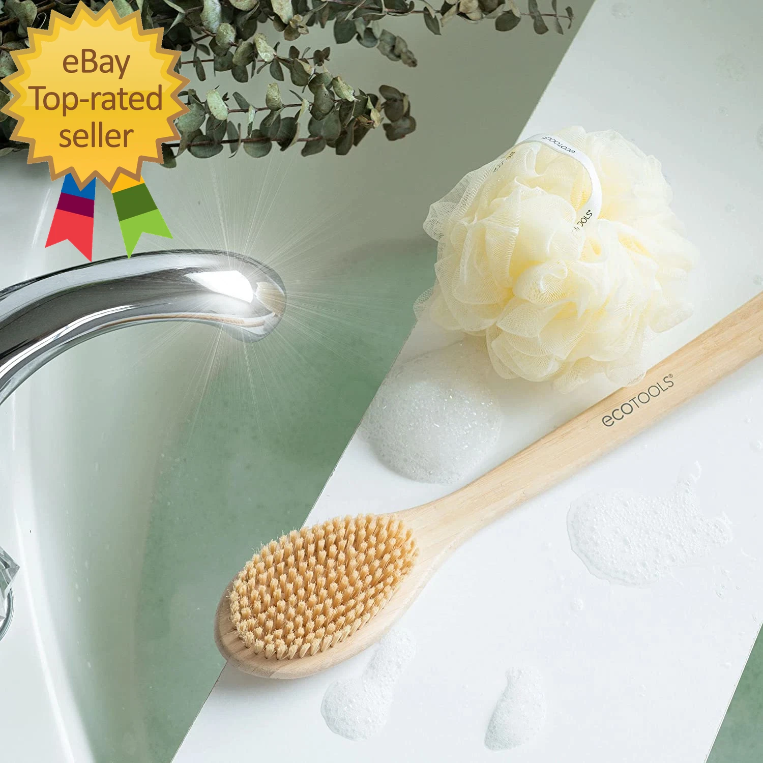Bath Bristle Brush Bath Brush with Long Handle,Cleanse Back & Hard-To-Reach Area