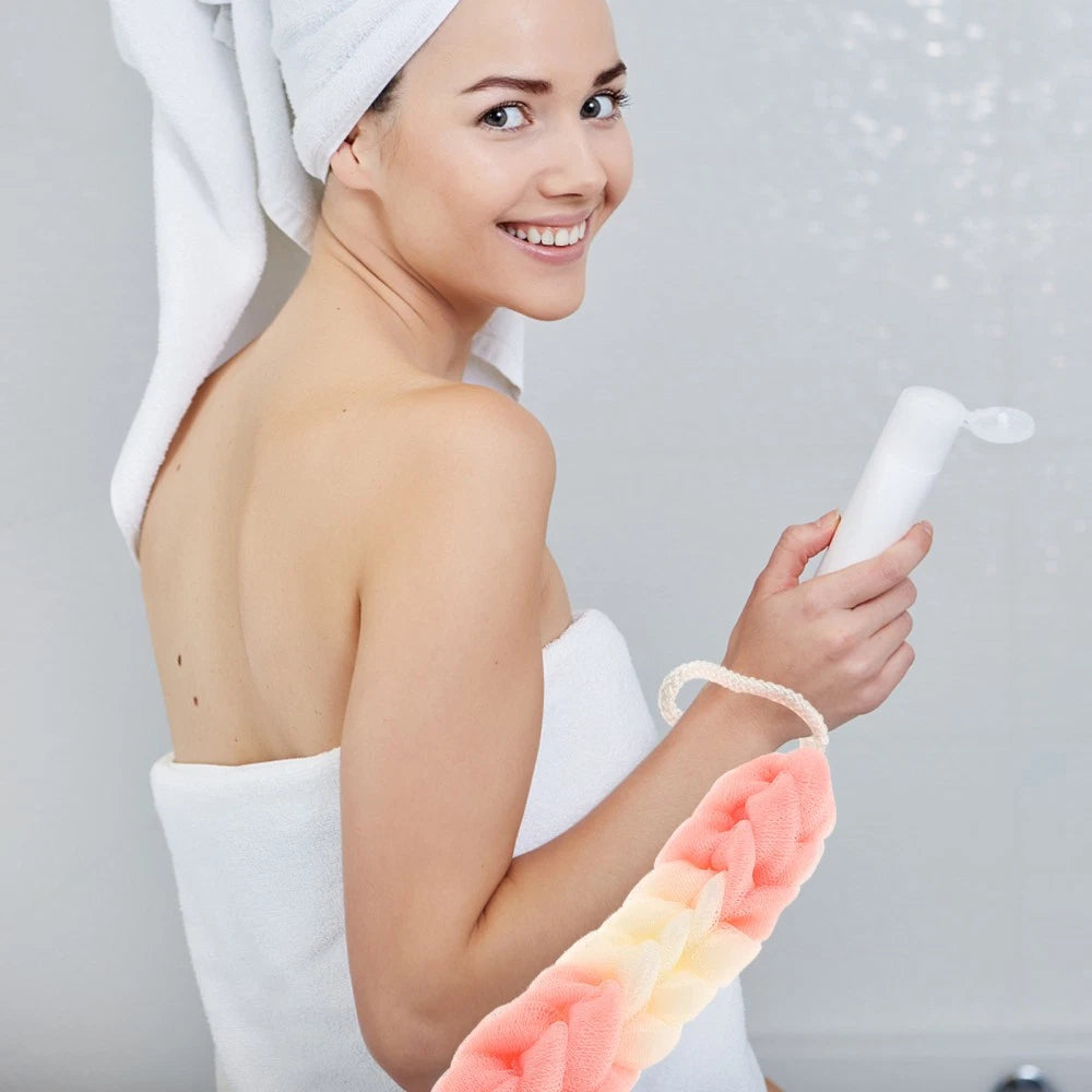 3 Pcs Back Scrubber Shower Scrunchie Bath Towel Man Loofah Exfoliating Body