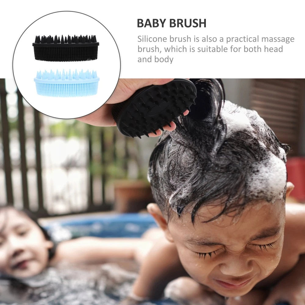 2 Pcs Bath Brush Silicone Shower Scrubber Body with Handle