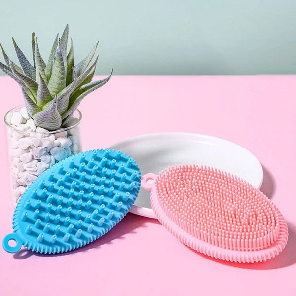 2 Pcs Bath Brush Body Exfoliator Man Newborn Cleaning Silicone Scrubber