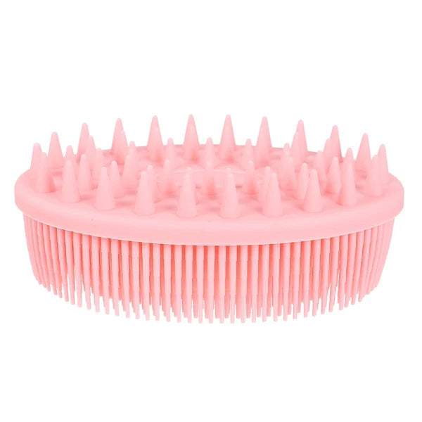 Double-sided Shower Brush Silicone Body Scrubber Bath Massage Brush (Pink)