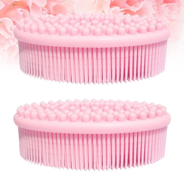 2 Pcs Massage Shampoo Brush Elder Silicone Bathing Shower Scrubber