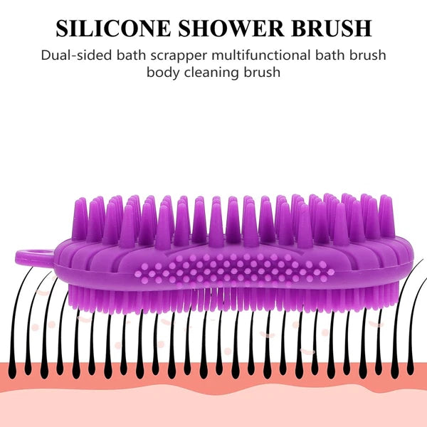 2 Pcs Silicone Bath Brush Scrubber for Body Baby Hair-washing Adults