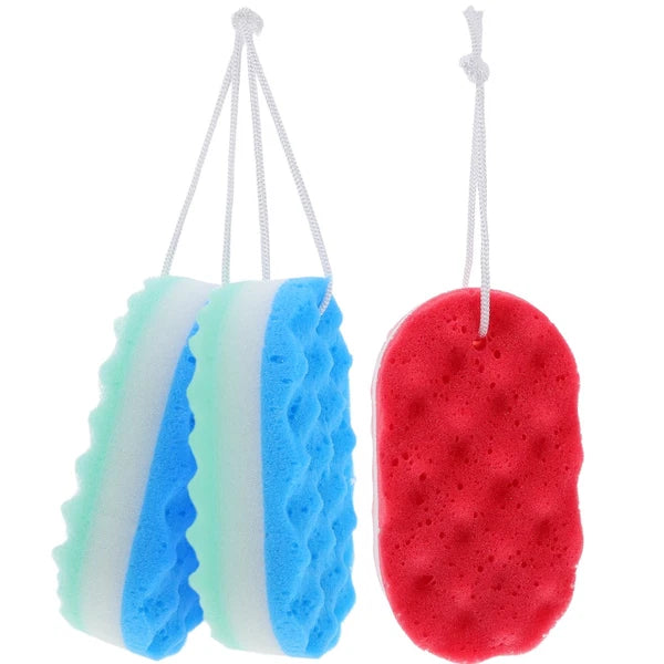 3 Pcs Bath Shower Double Sided Sponge Exfoliating Cleaning Body Scrubber
