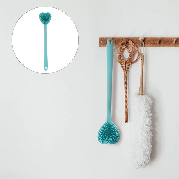 Heart-shaped Bath Brush Man Silicone Shower Scrubber Long Handle Bathing