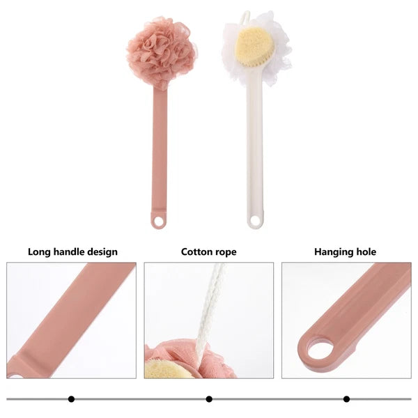 2pcs Long Handle Bath Brush Bristle Bathing Brush Household Bathing Accessories