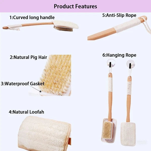 Shower Body Brush with Bristles and Loofah,Back Scrubber for Shower for Bath ...