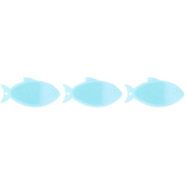 3 Pieces Fish-shaped Bath Brush Child Baby Silicone Cleaning Body