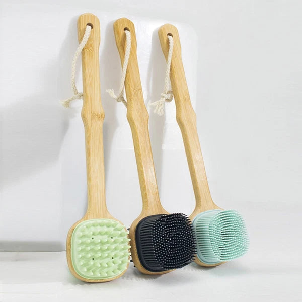 Bath Brush Silicone Back Scrubber for Shower Man Miss Body with Handle