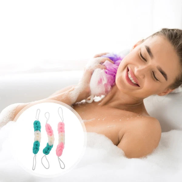 3 Pcs Back Scrubber Shower Scrunchie Bath Towel Man Loofah Exfoliating Body