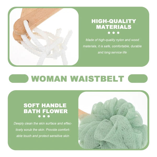 3 Pcs Bath Ball Towel Back Shower Scrubber Body Cleaning Brush Home Use