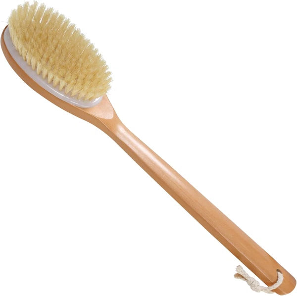 Bath Brushes with Soft and Natural Bristles Antiskid Wooden Long Handle Shower B