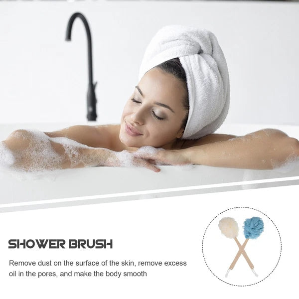2 Pcs Man Bath Brushes for Shower Bathing Women with Long Handle