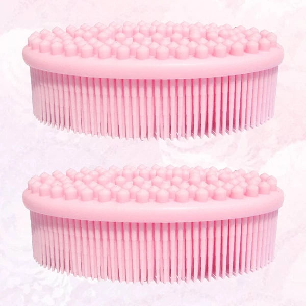 2 Pcs Massage Shampoo Brush Elder Silicone Bathing Shower Scrubber