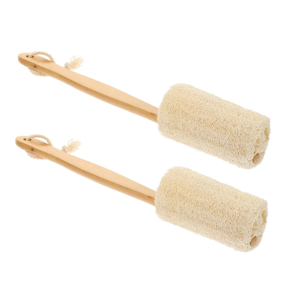 2 Pcs Loofah Shower Brush Body Cleaning Sponge Bath Back Scrubber