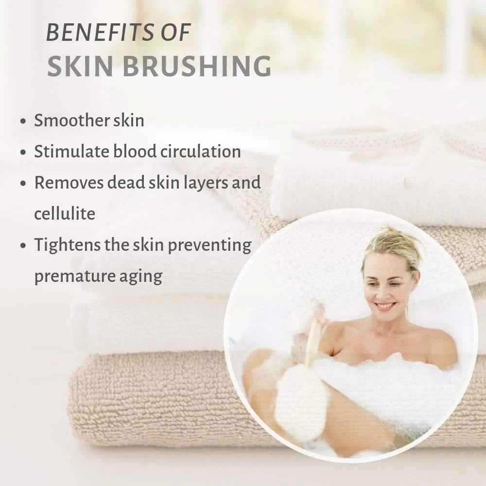 Natural Boar Bristle Body Brush with Contoured Wooden Handle