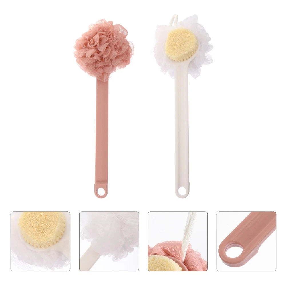 2pcs Long Handle Bath Brush Bristle Bathing Brush Household Bathing Accessories