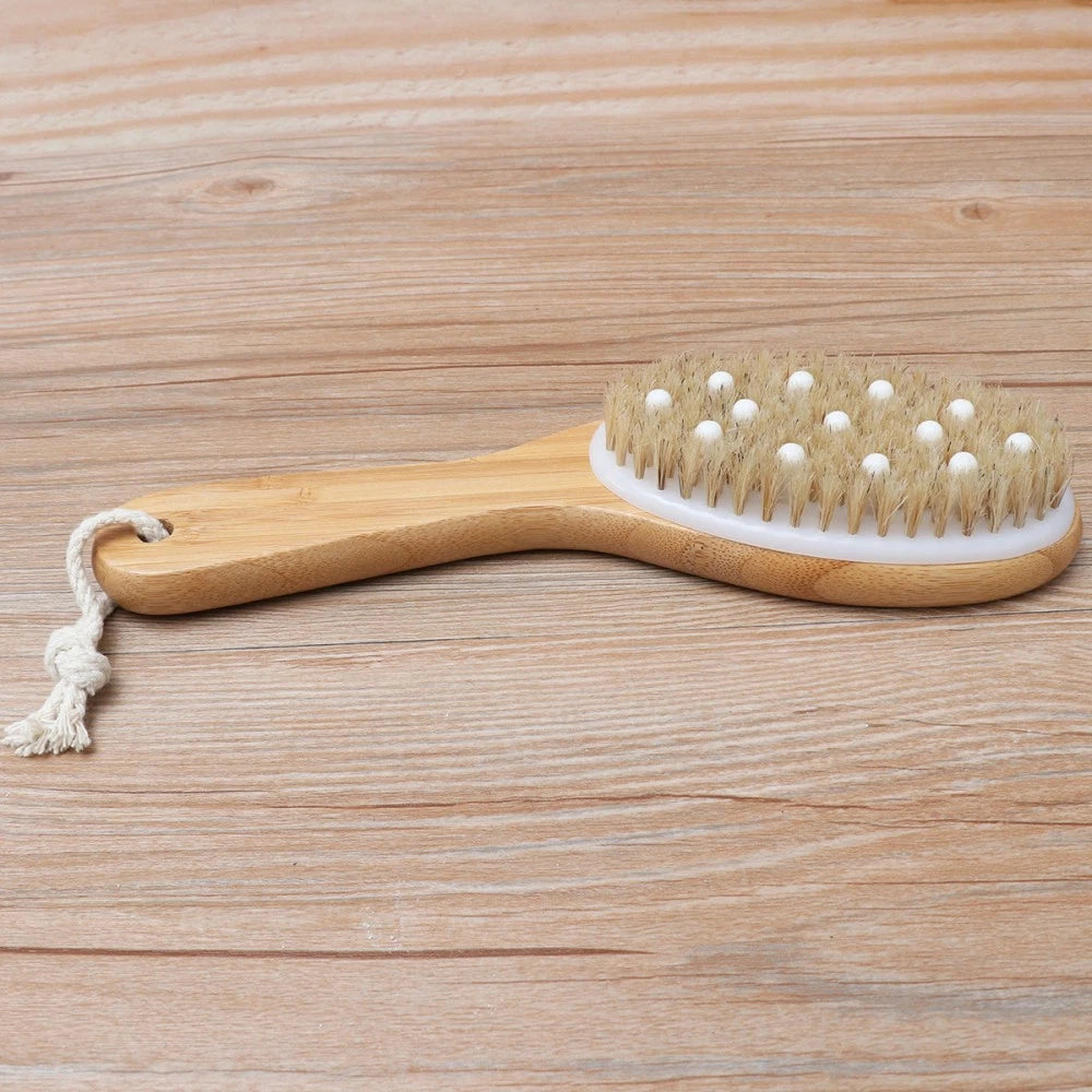 Soft Bead Massage Brush Long Handled Bath Scrubbing Shower Tool Scrubber