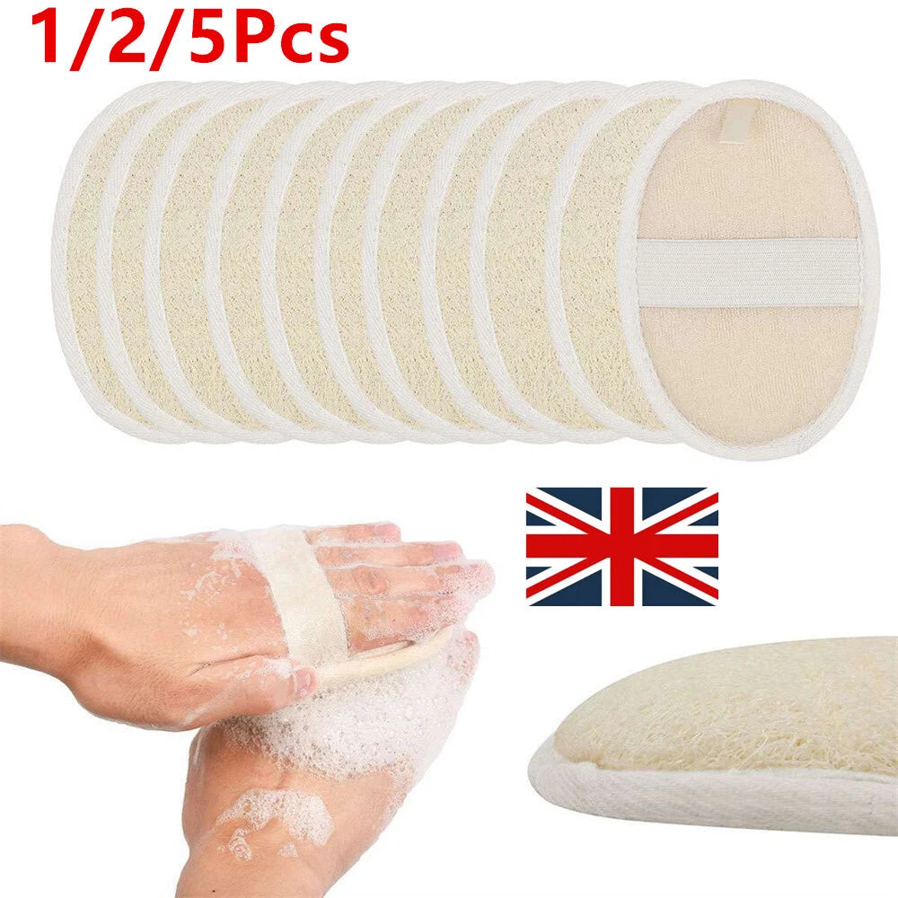 1/2/5X Biodegradable Shower Brushes Natural Loofah Exfoliating Sponge for Bath/