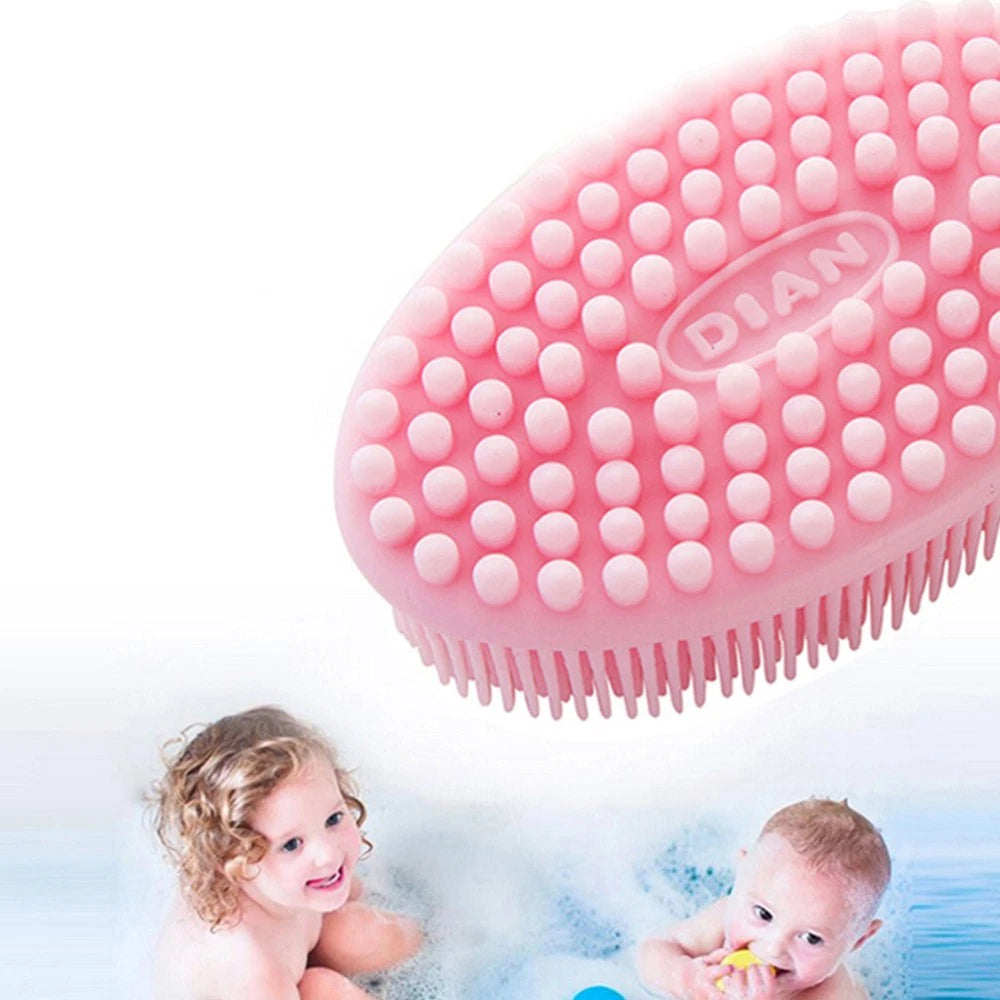2 Pcs Massage Shampoo Brush Elder Silicone Bathing Shower Scrubber