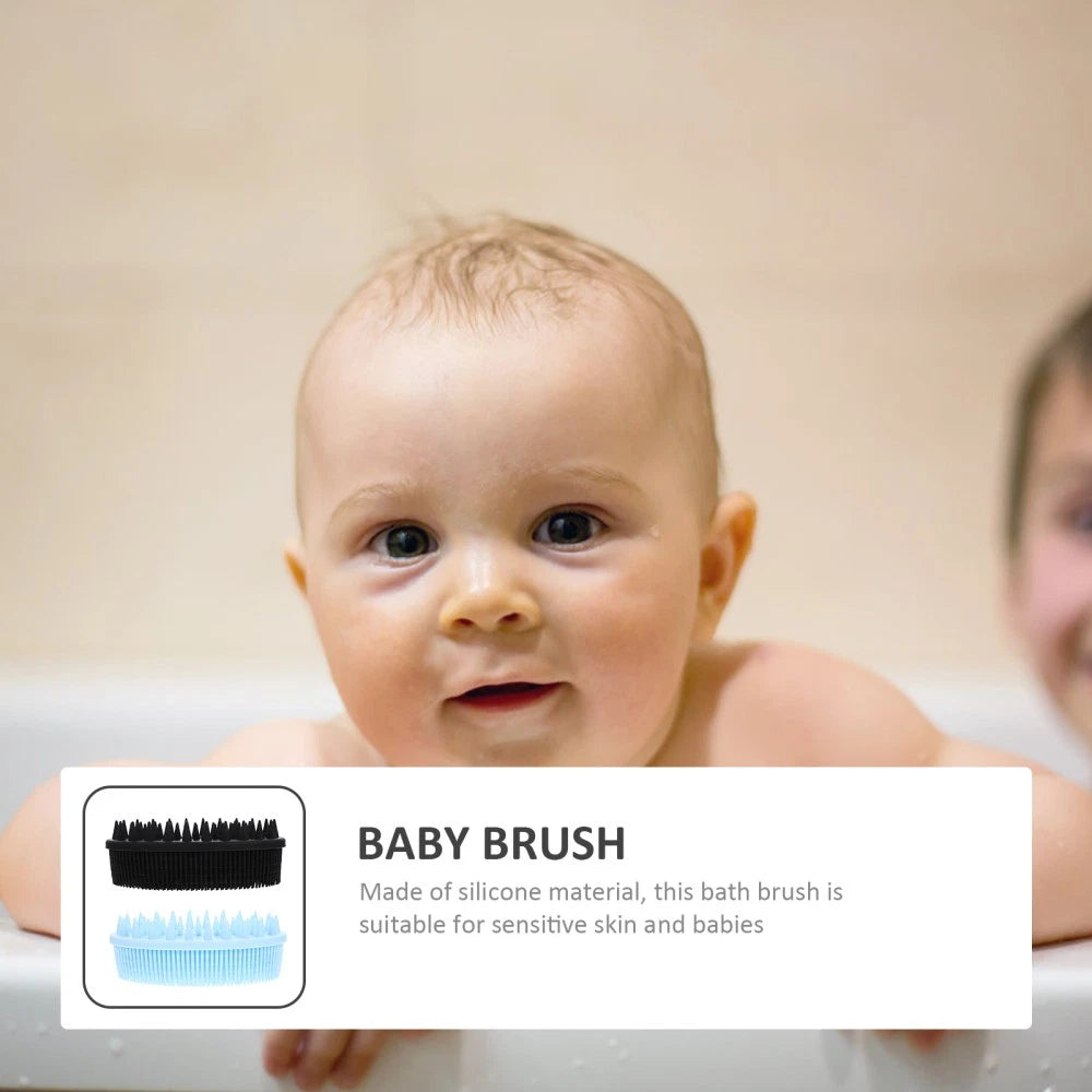 2 Pcs Bath Brush Silicone Shower Scrubber Body with Handle