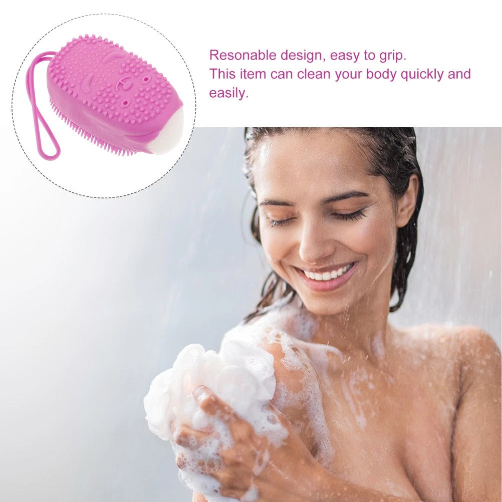 Automatically Soak Bath Scrub Silicone Bath Brush Without Soap Purple bath brush