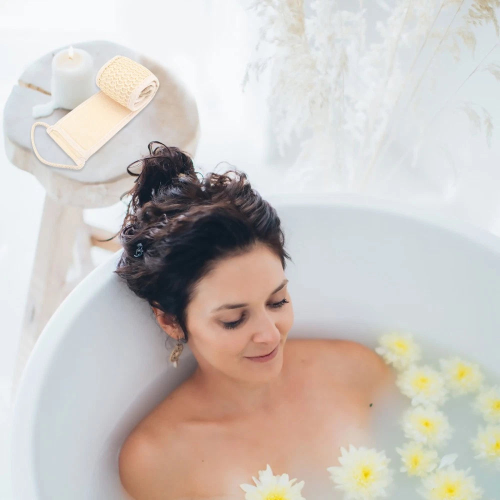 2 Pcs Body Exfoliator Bubble Bath Towel Back Washing Strap Scrubber Belt