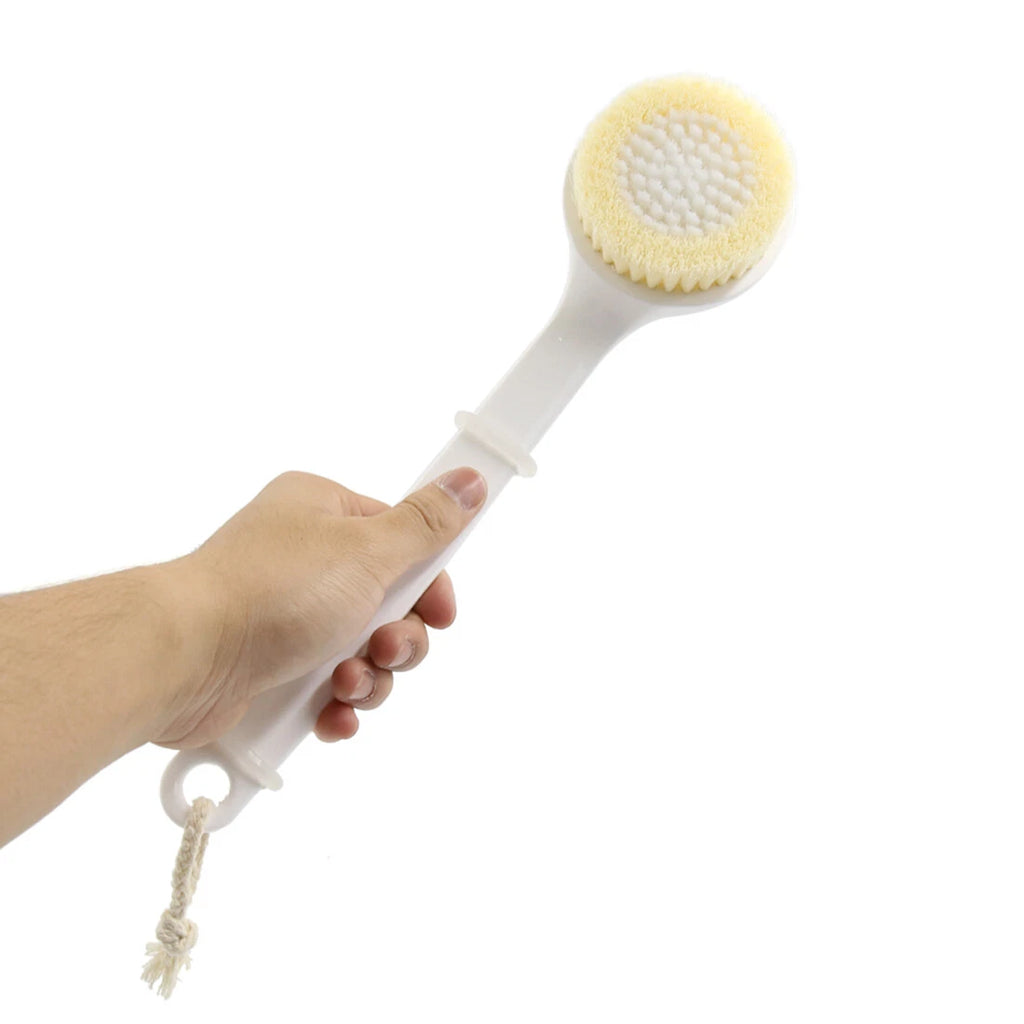 Nylon Soft Bristle Curved Handlebar Body Clean Brush Bath Shower Scrubber Tool