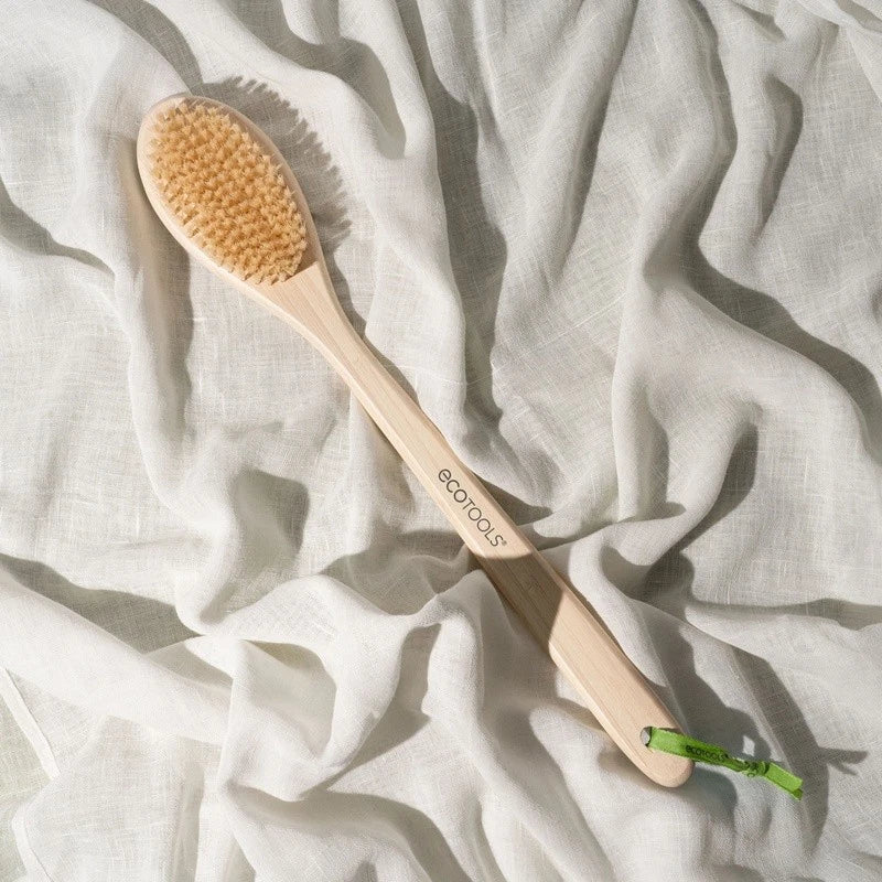 Bath Bristle Brush Long Handle Exfoliating Body Brush Vegan Cruelty-Free New