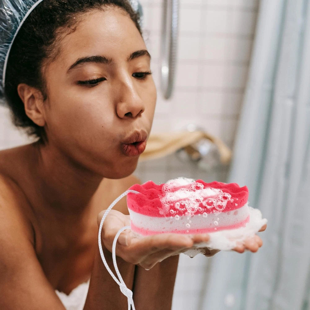 3 Pcs Bath Shower Double Sided Sponge Exfoliating Cleaning Body Scrubber