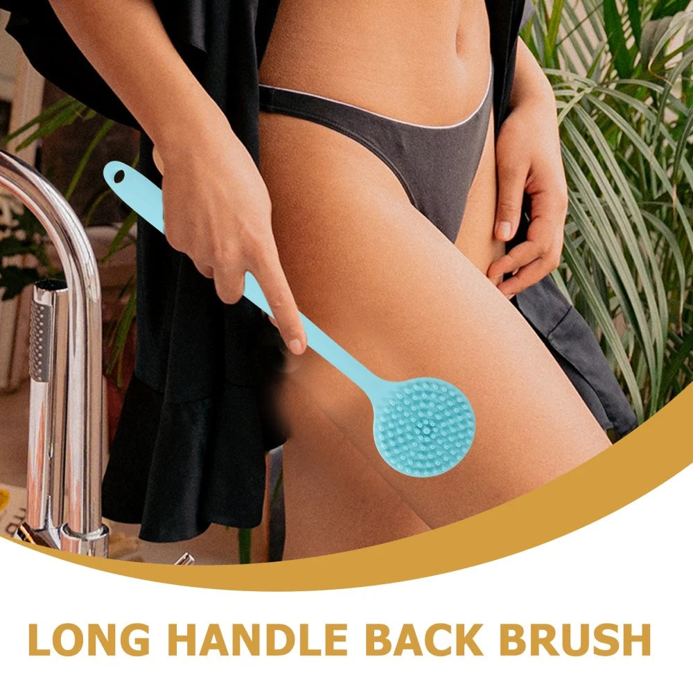 Long Handle Bath Brush Silicone Exfoliator Body Scrubber for Clesning