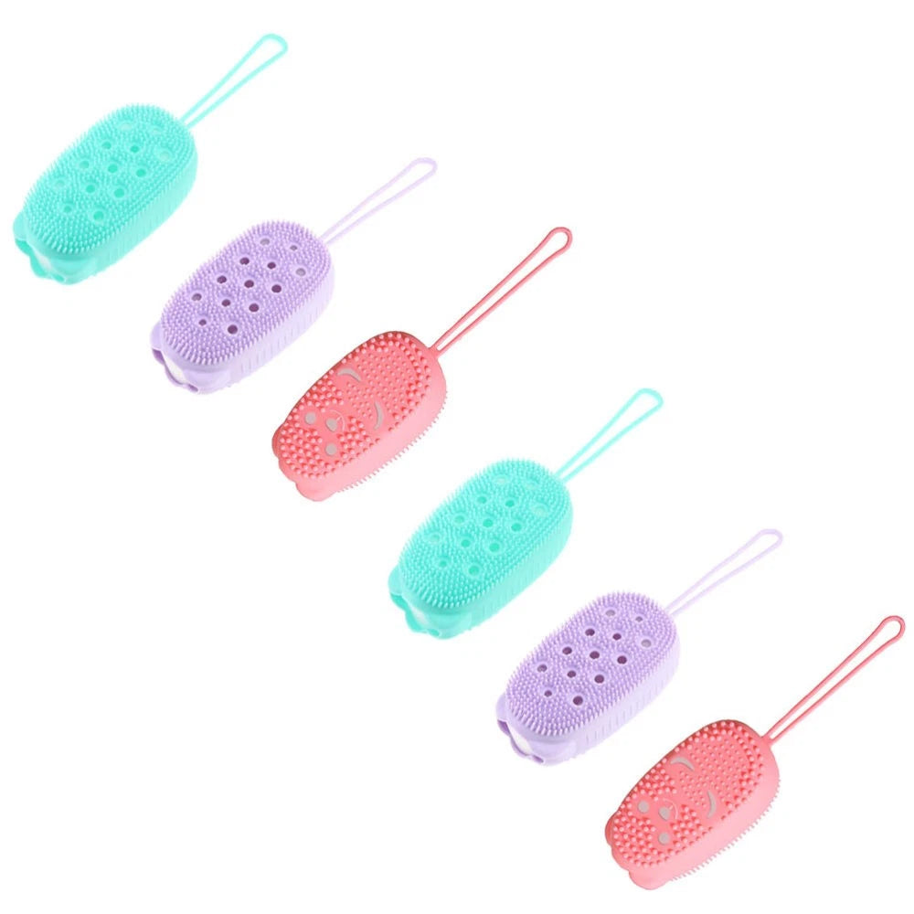 6 Pcs Bath Brush Exfoliating Body Bathing Scrubber Silicone Cleaning