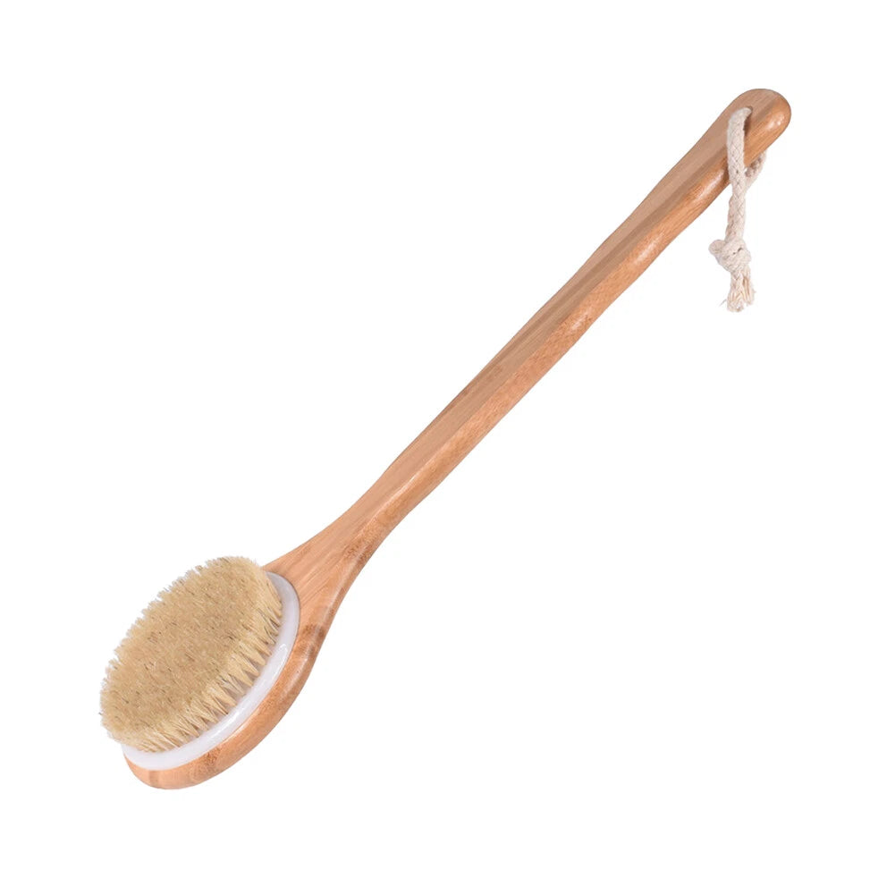 US 1 Natural Bristle Wooden Bath Shower Brush Spa Back Body Dry Skin Scrubber