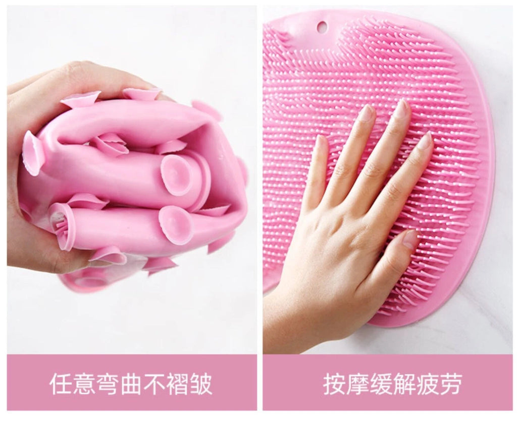 Silicone Rub Back Brush Non-slip Wash Foot Pad  with Sucker Massage Shower Mat
