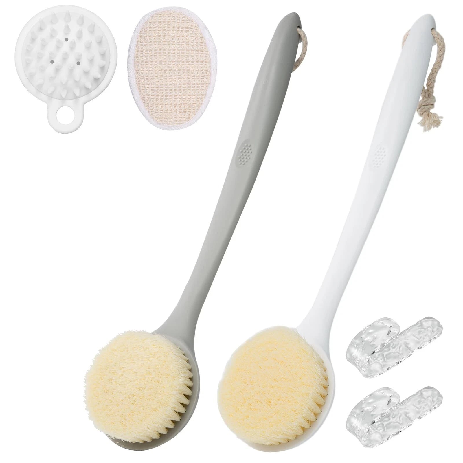 2 Pack Shower Brush for Back 14in Body Brush Long Handle Back Scrubber Soft B...
