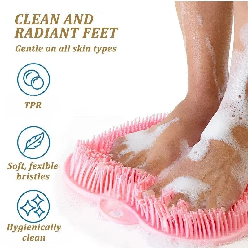 Silicone Rub Back Brush Non-slip Wash Foot Pad with Sucker Massage Shower Mat