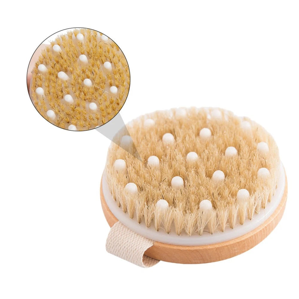 1PC Fine Wood Bath Brush Exfoliating Massage Brush (Khaki) No Handle Brush