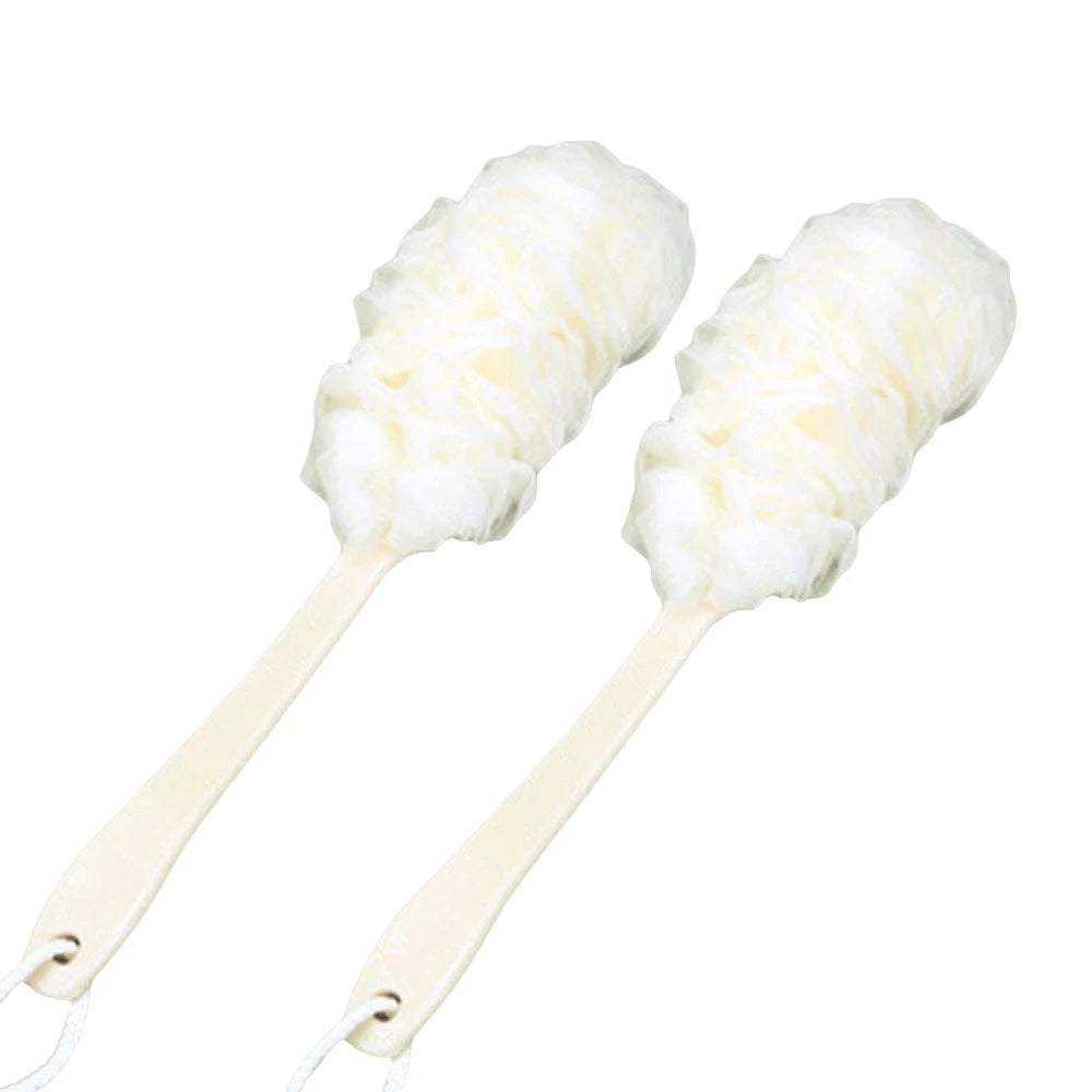 2 Pcs Rub The Back Bath Flowers Scrubber with Handle Shower Puff Body Brush