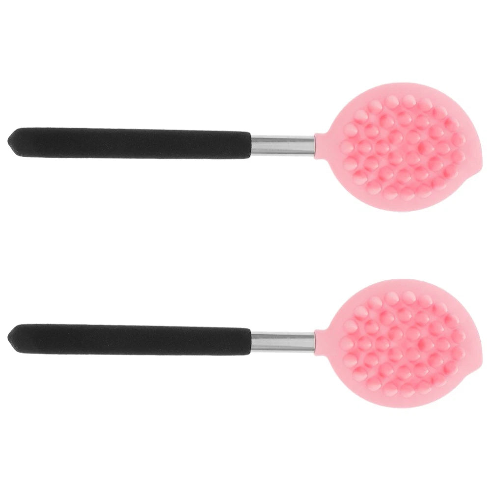 2 Pcs Long Handle Silicone Back Scrubber Body Bathing Brush Massage Shower Brush