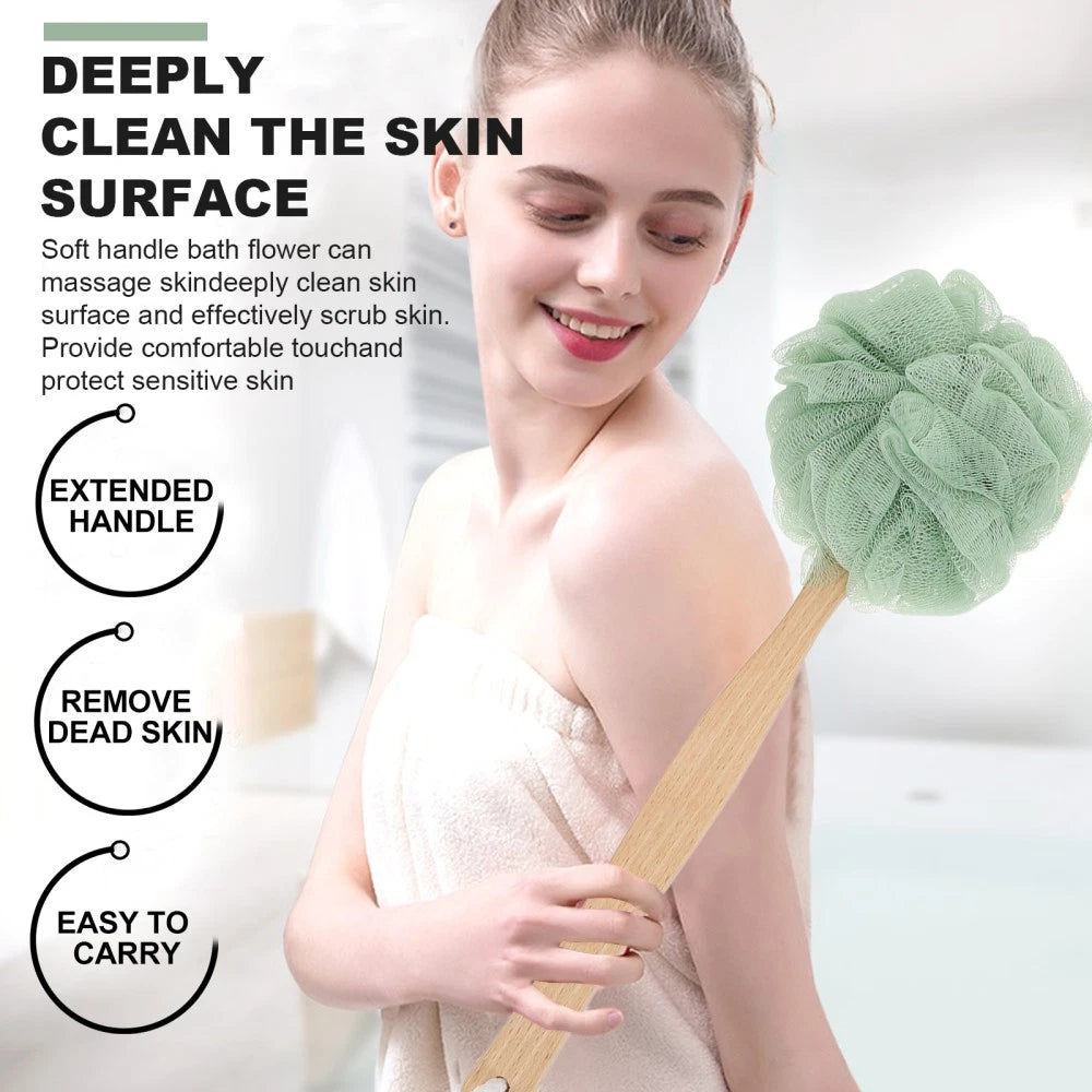 3 Pcs Bath Ball Towel Back Shower Scrubber Body Cleaning Brush Home Use