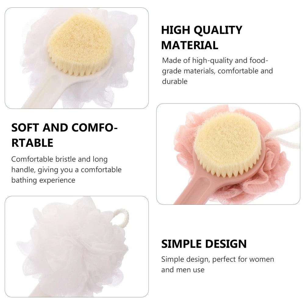 2pcs Long Handle Bath Brush Bristle Bathing Brush Household Bathing Accessories