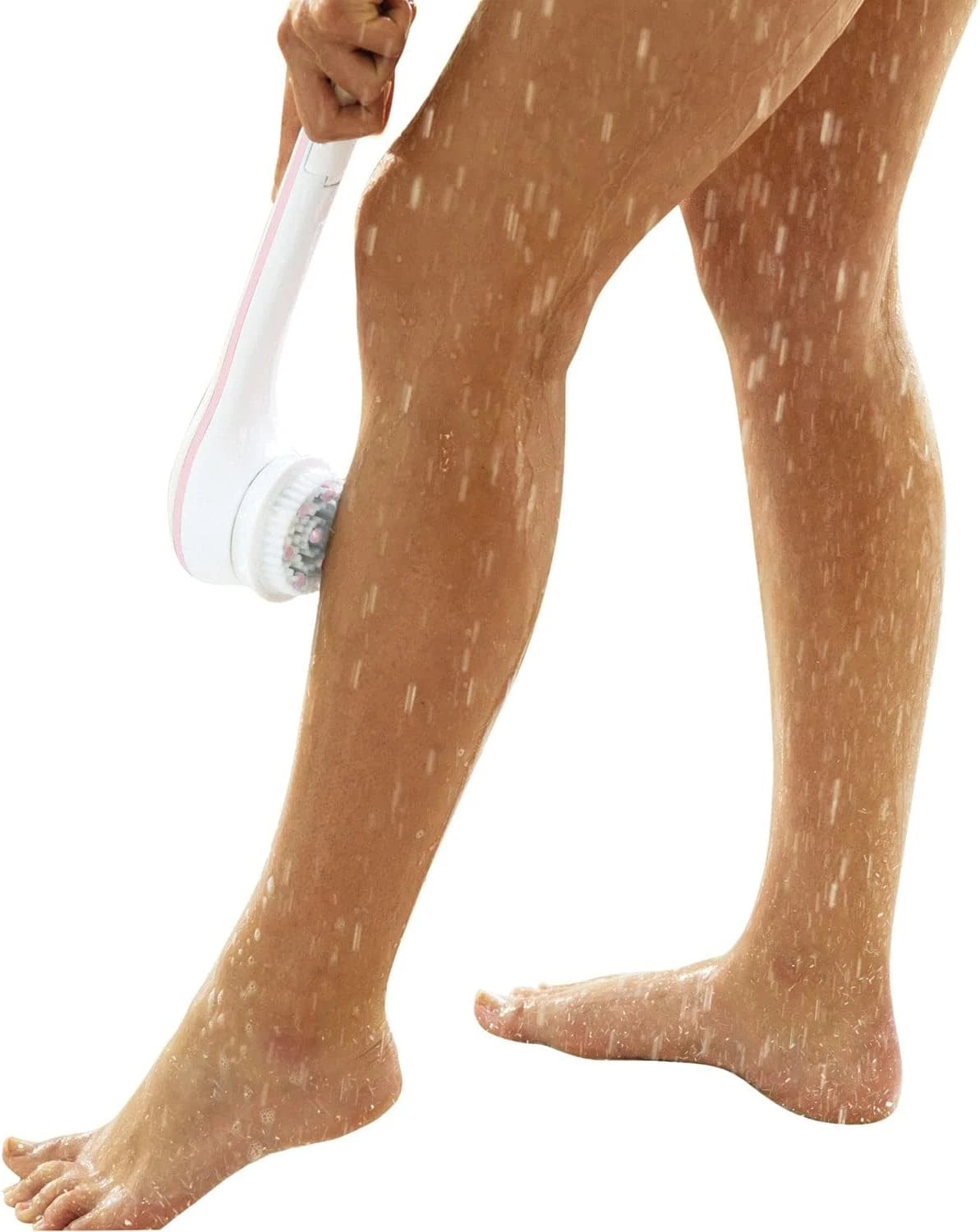 Flawless Cleanse Spa Shower Wand - Cordless Spinning Bath Brush with 4 Attachmen