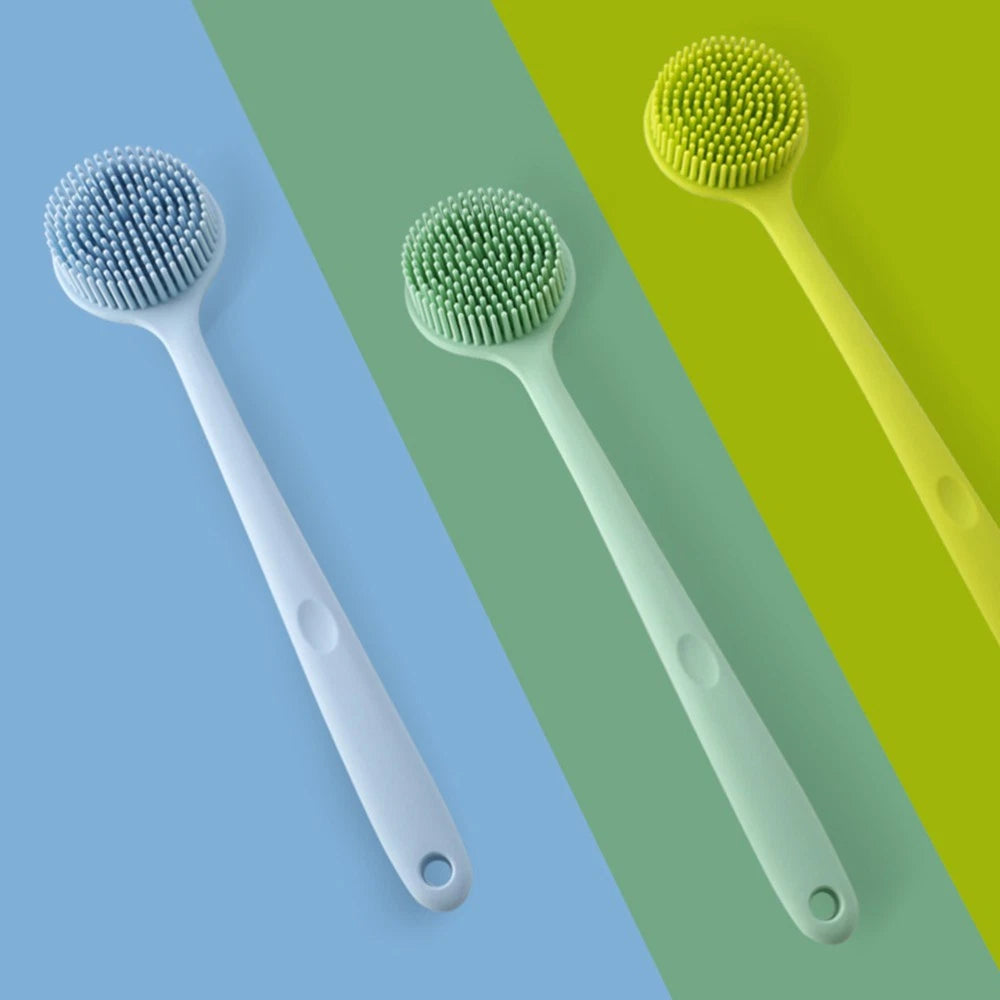 1pc Long Handle Shower Brush Silicone Body Brush Bath Brush Back Skin Scrubber