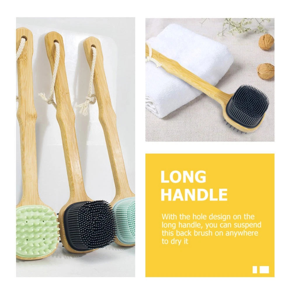 Bath Brush Man Miss Shower Scrubber for Body Long Handle Silicone