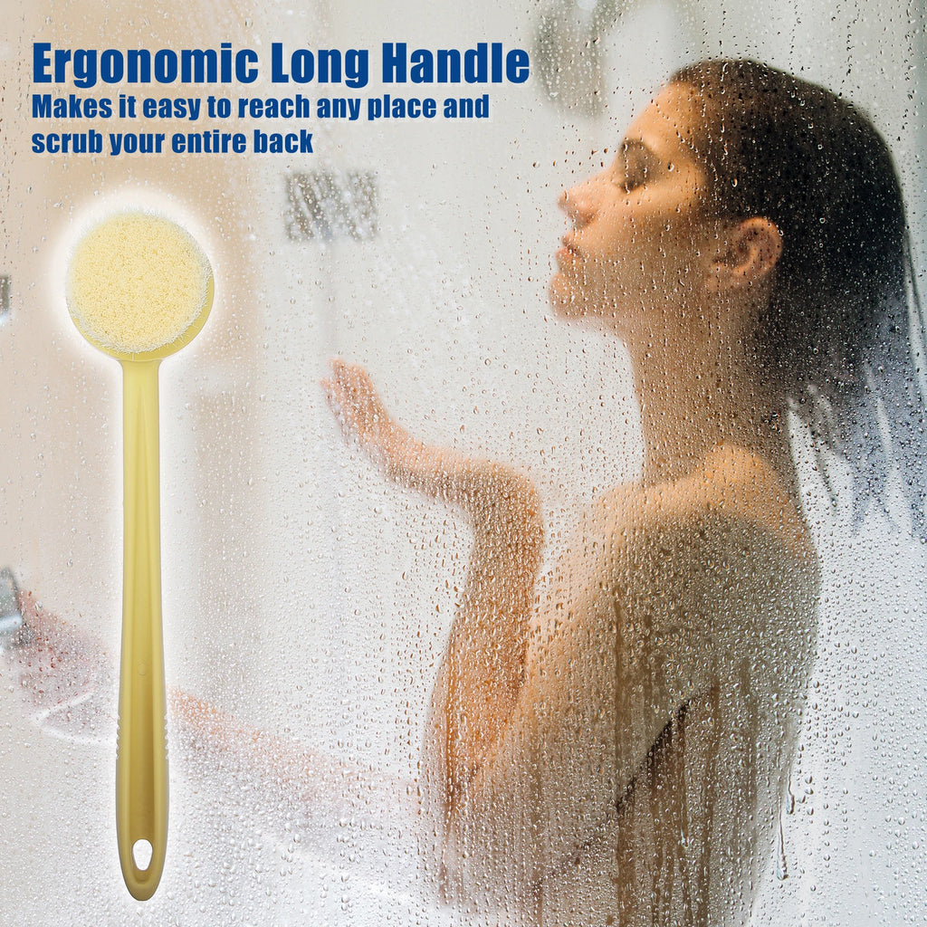 1Pcs Body Bath Brush Back Scrubber with Long Handle for Shower PP Beige