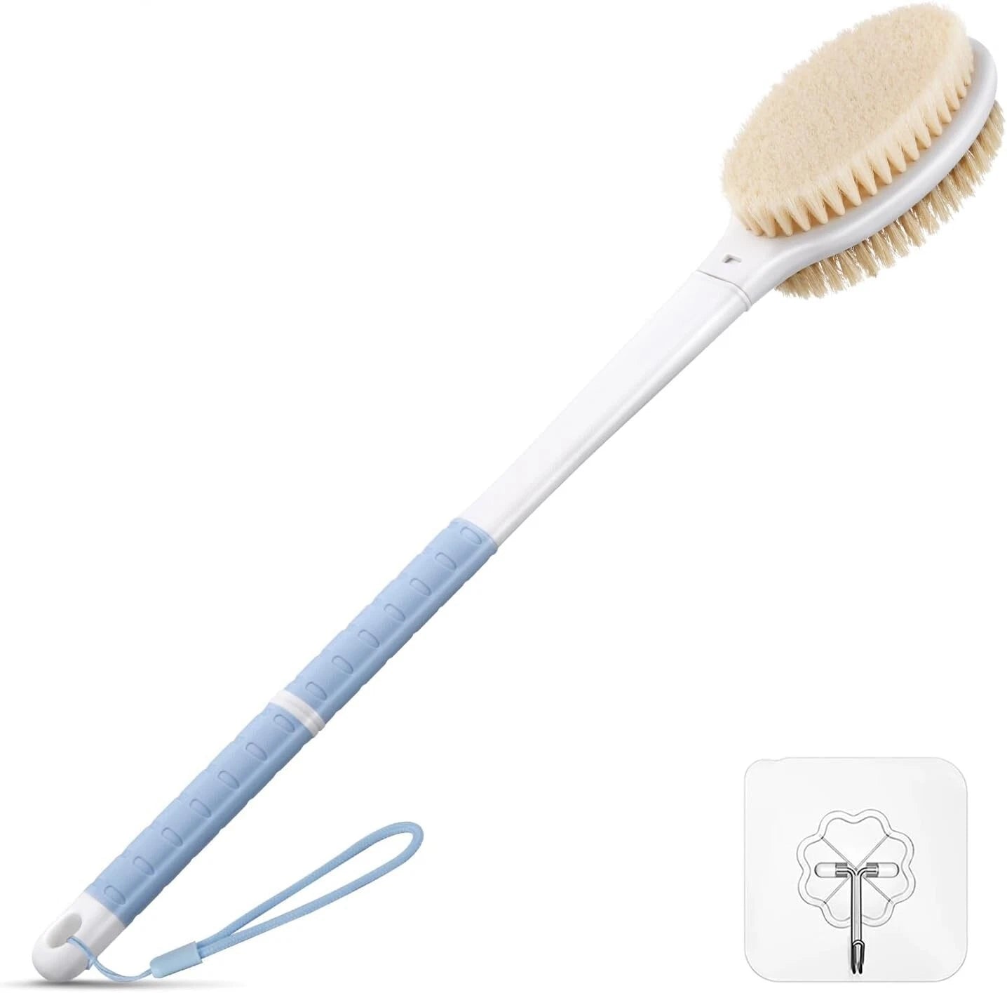 Body Shower Brush Back Scrubber: Anti Slip Long Handle Bath Brush with Stiff and