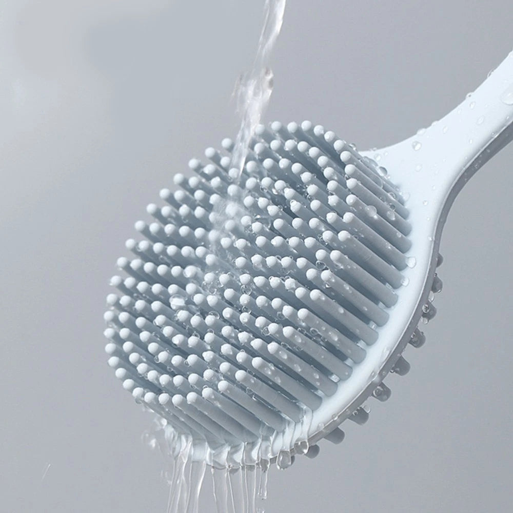 1pc Long Handle Shower Brush Silicone Body Brush Bath Brush Back Skin Scrubber