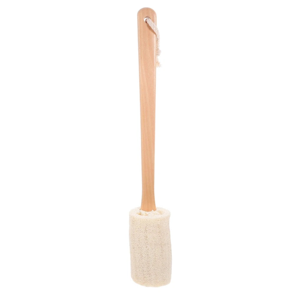 Natural Loofah Bath Scrubber Brush with Long Handle for Easy Cleaning