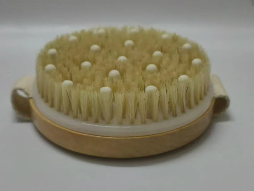 Dry Body Brush, Natural Bristle Bath Brush, Lymphatic Drainage, Exfoliate, Stimu