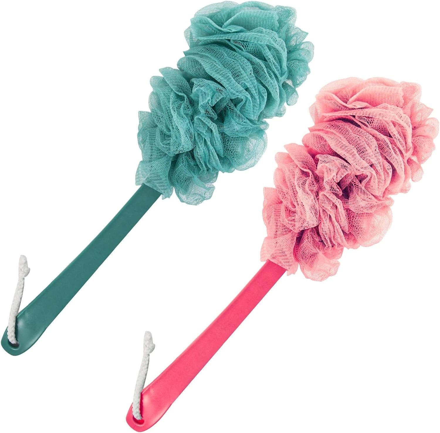 2-Pack Back Scrubber Loofah Brush with Long Handle for Shower